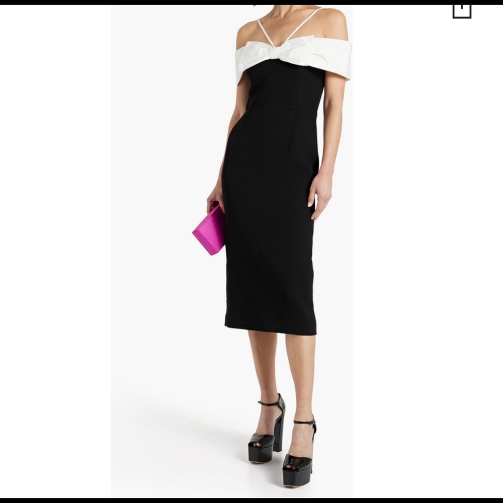 REBECCA VALLANCE
Hepburn cold-shoulder poplin-paneled crepe midi dress